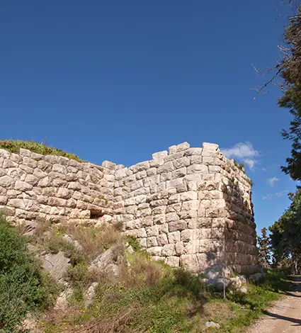 Ruins of a Mycenaean wall of the citadel of ancient Asini