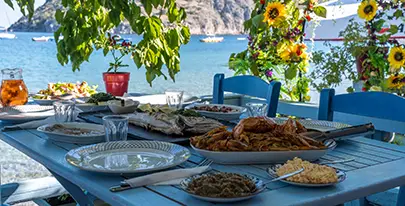 Table of Traditional Food in Tolo Taverna