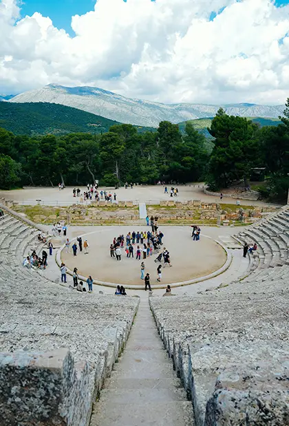 Nemean vineyars neatly planted in rows on Greek hillside 